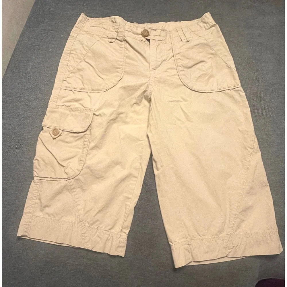 Columbia Womens Tan Khaki Cargo Capri Pants Size 4 Hiking‎ Outdoor Crop Trousers